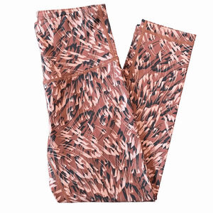 Zella High Waist Studio Lite Crop Leggings Brown Marron Brush Stroke Size XS